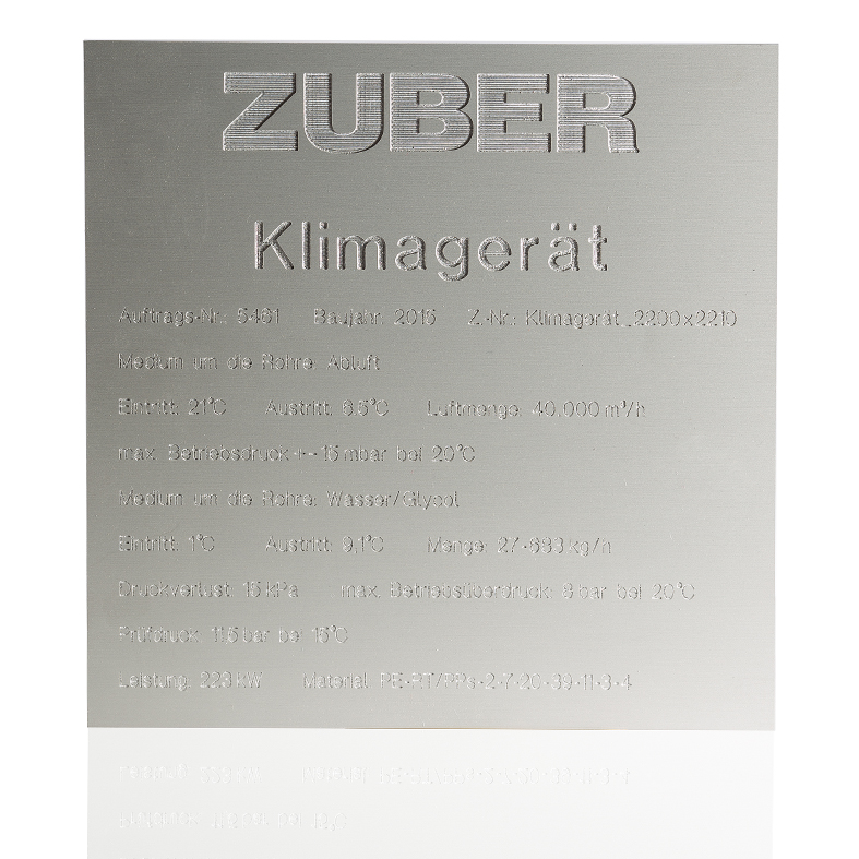 Aluminium Typenschild