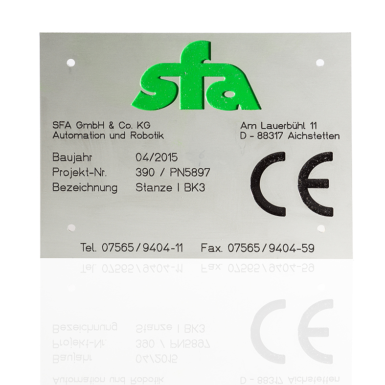 Aluminium Typenschild