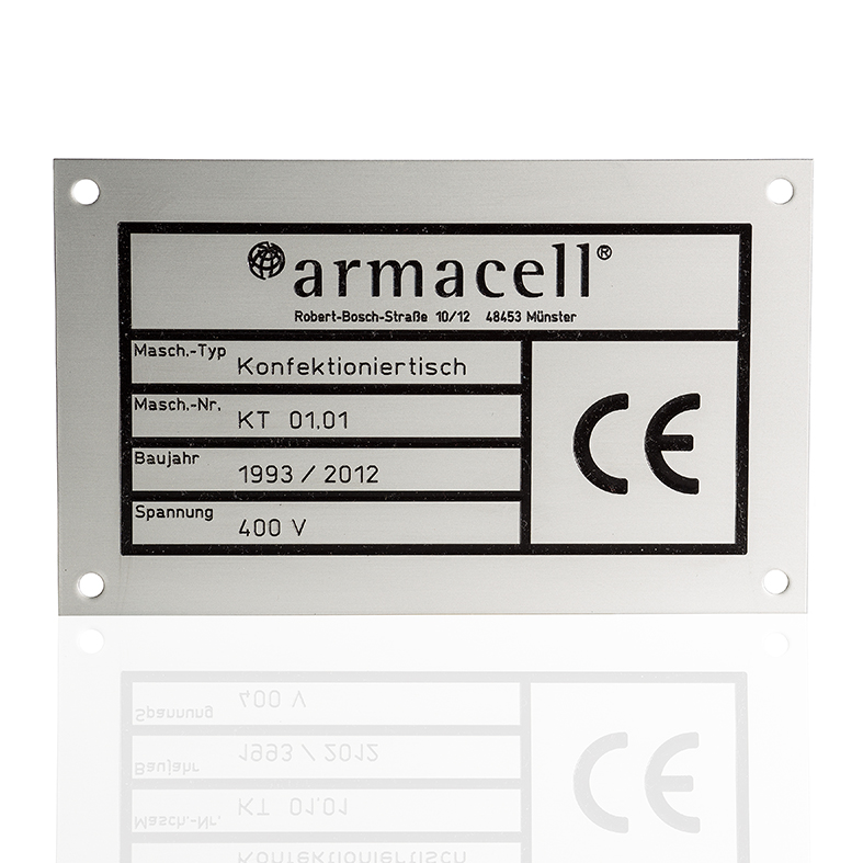 Aluminium Typenschild
